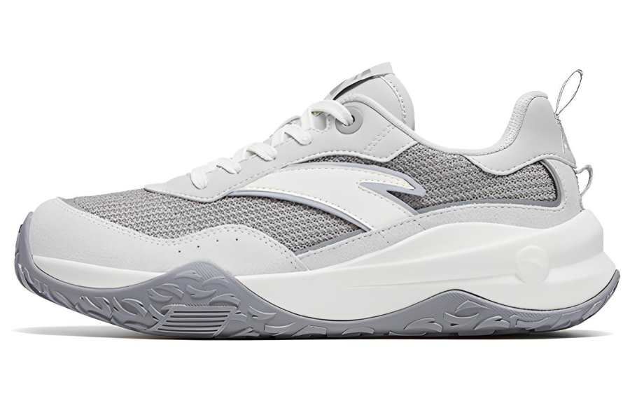 Anta Departure, Rice Cake Shoes Slip Resistant, Abrasion Resistant, Lightweight Low top Sports Casual Shoes Gray White
