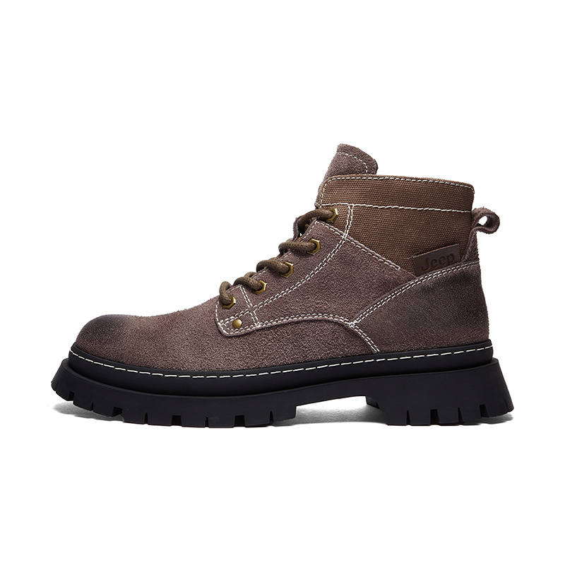 Jeep Jeep PU Short Combat Boots Men's Dark Brown