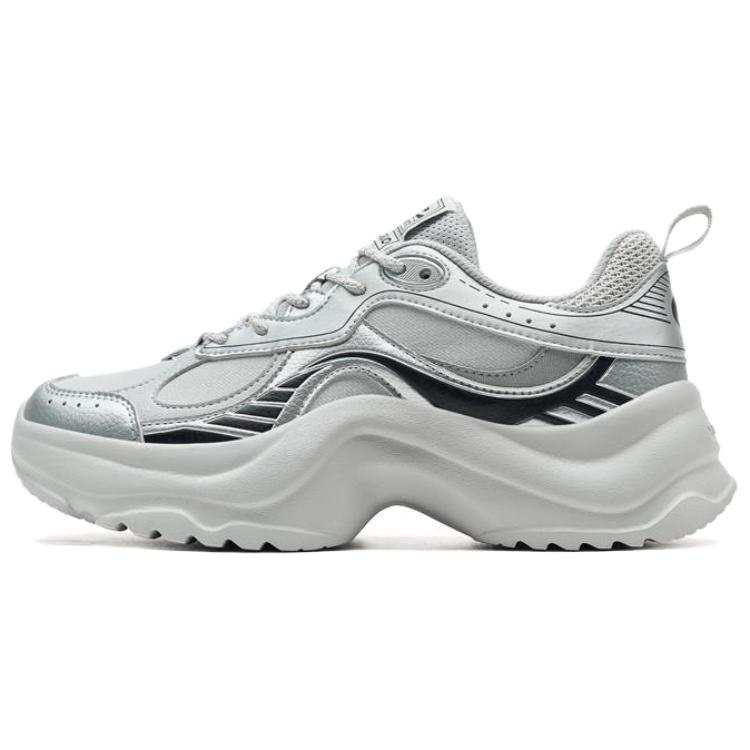 XTEP Cloud Lightweight Height Increasing Lightweight Height Increasing Low top Casual Shoes Women's Silver Gray