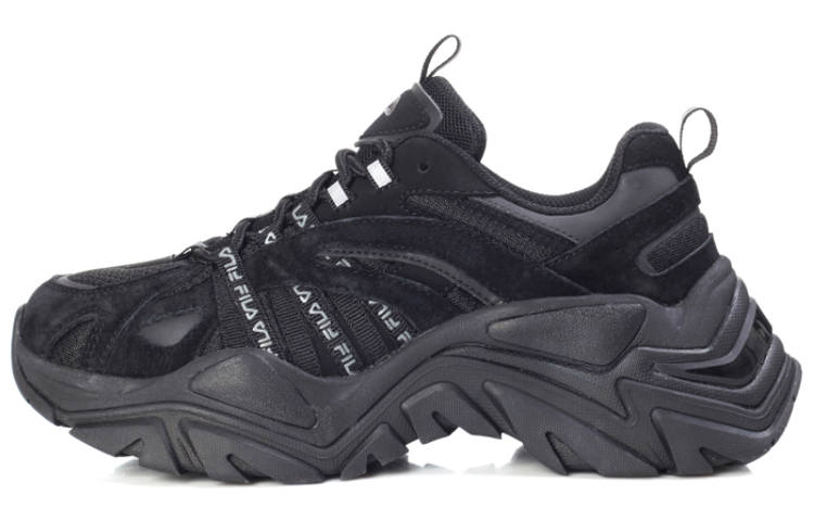 FILA INTERATION V2 Synthetic Leather Breathable Low top Casual Shoes Unisex Black Korean Style