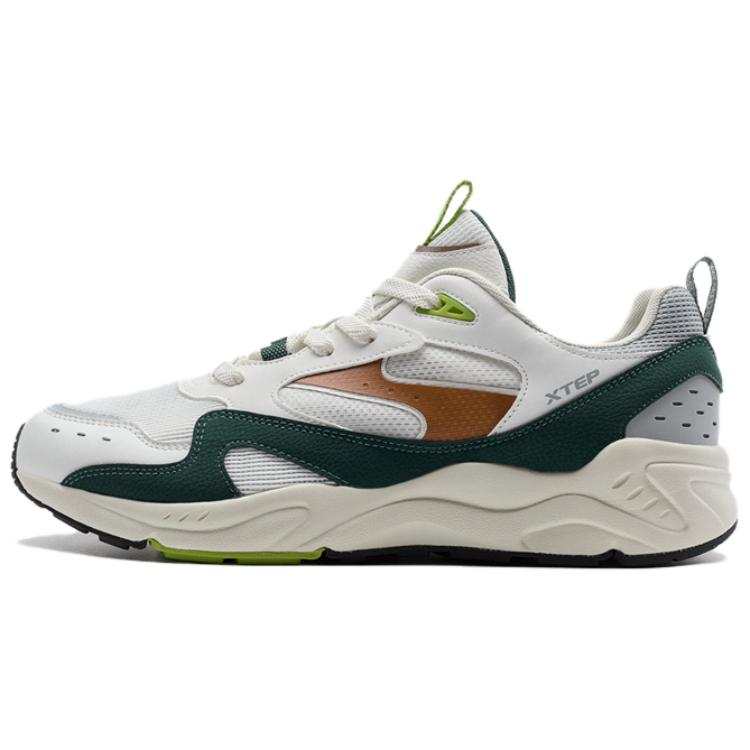 XTEP Newborn Collection Slip Resistant Low top Casual Shoes Men's White Green Brown