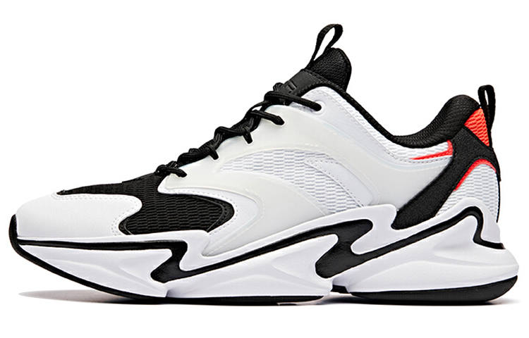 ANTA Casual Shoes Men's Low Top Anta White/Black/Neon Bright Dark Red