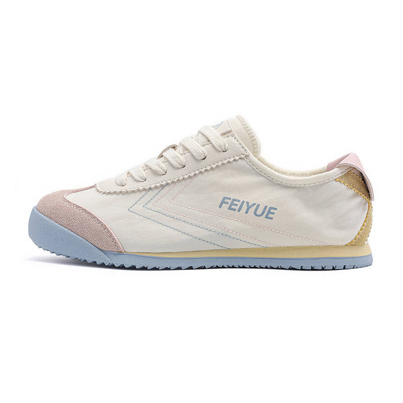FEIYUE Abrasion-Resistant, Breathable, Lightweight Low-top Casual Shoes Women's Beige Pink