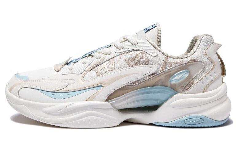 Erke Kunlun Five Elements Anti Slip Wear Resistant Low Top Sports Casual Shoes Men's White Blue