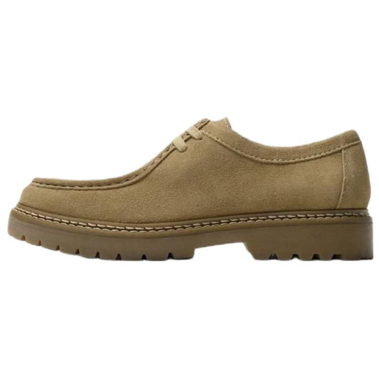 ZARA Cow Leather Casual Leather Shoes Men's Beige