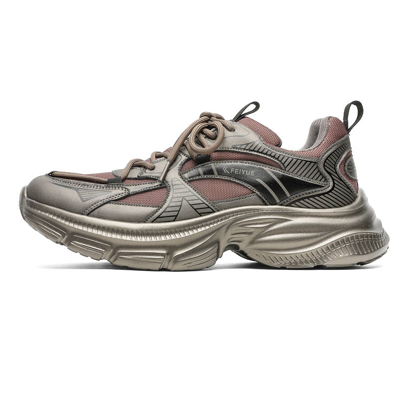 FEIYUE Slip-Resistant Height-Increasing Low-top Casual Shoes Men's Bronze Black