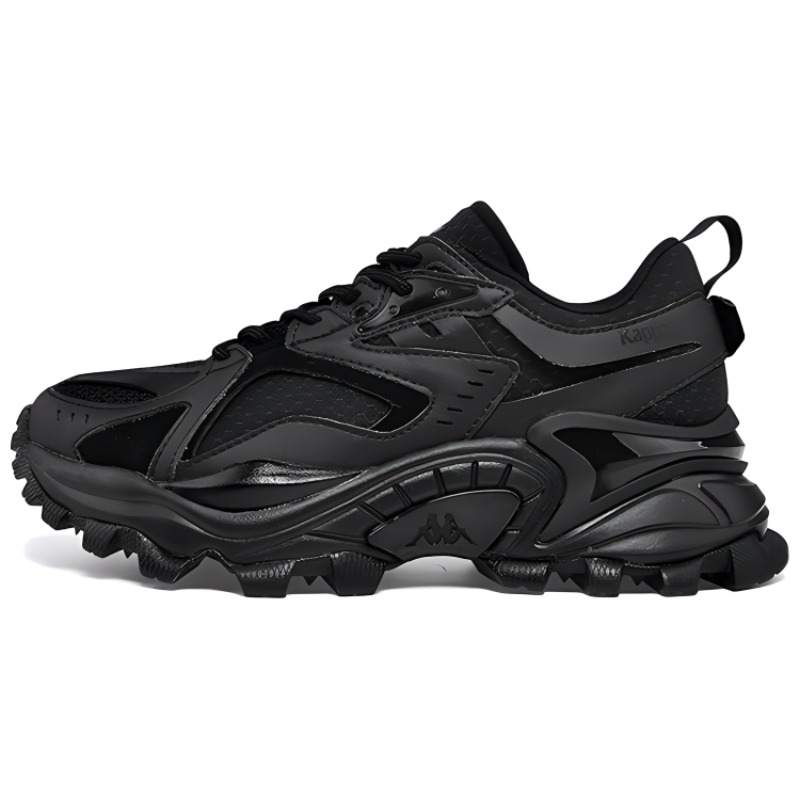 Kappa Fabric Cushioning Slip Resistant Low top Casual Shoes Unisex Black