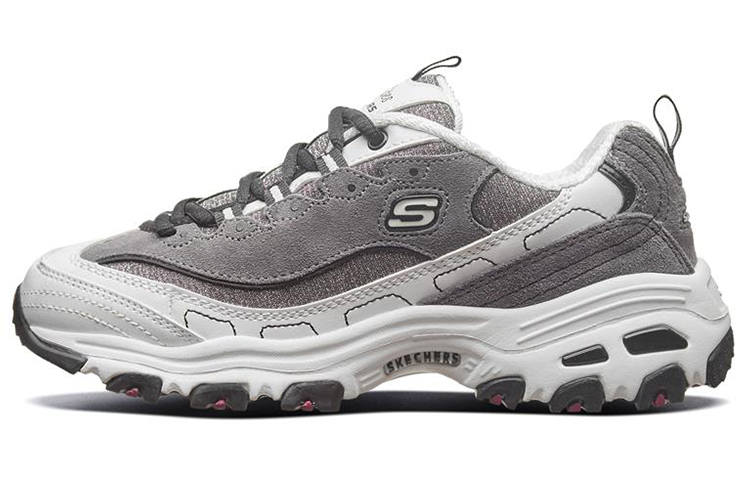 Skechers Textile, Synthetic Leather Low top Casual Shoes Women's Charcoal Gray