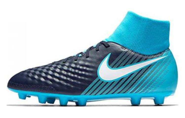 Nike Nike Magista Obra 2 HG Hard Ground Leather Cushioning Slip Resistant Abrasion Resistant Soccer Shoes Men's Black Blue