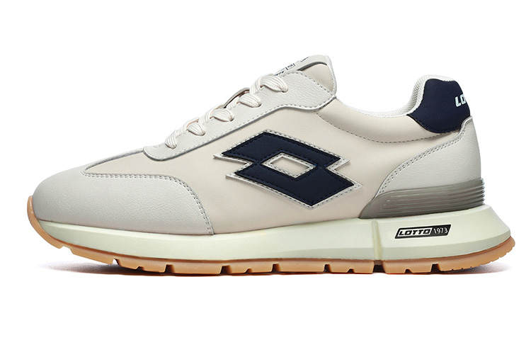LOTTO Tiger Race Slip Resistant Abrasion Resistant Low top Casual Shoes Men's Beige White Blue
