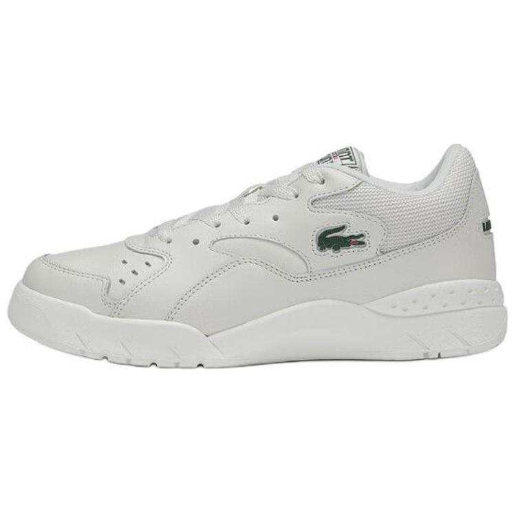 LACOSTE Cow Leather Low top Casual Shoes Men's Ecru