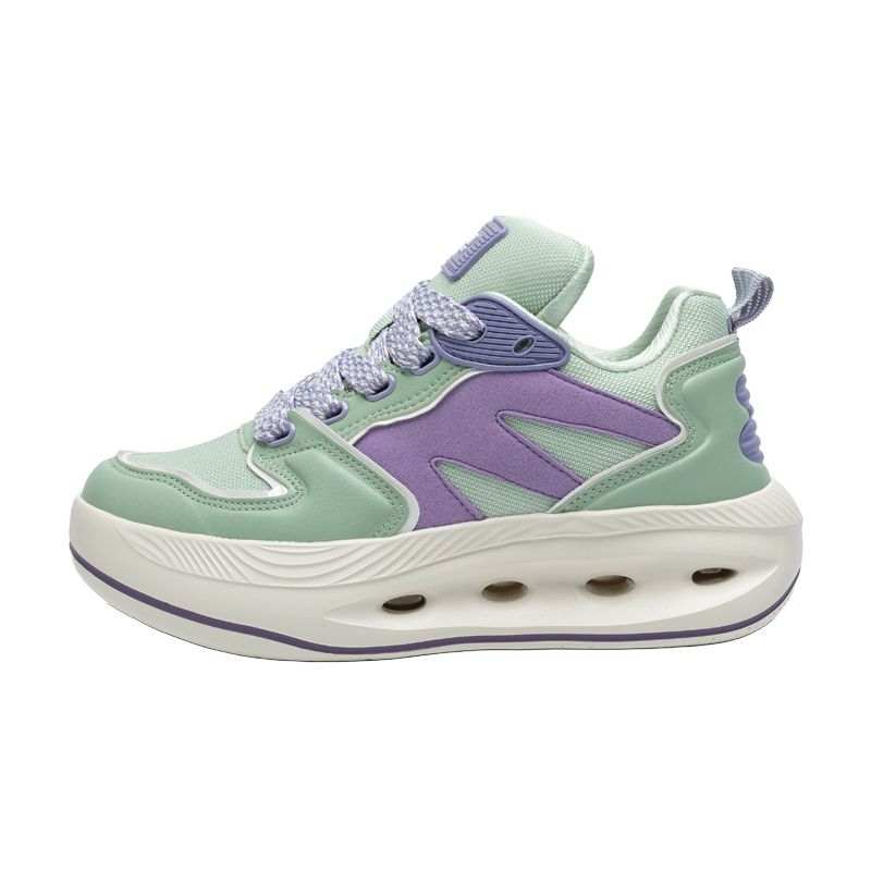 ANGSHAN Aung San Cushioning, Slip Resistant, And Abrasion Resistant Low Top Casual Shoes Women's Green Purple