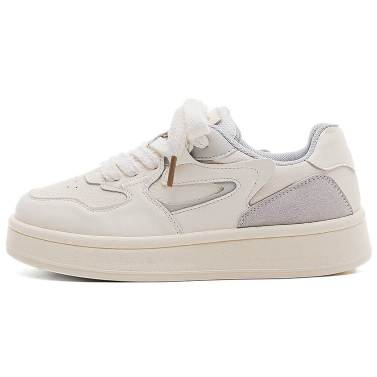 Warrior Synthetic Leather Height Increasing Abrasion Resistant Low top Casual Shoes Women's Beige Gray