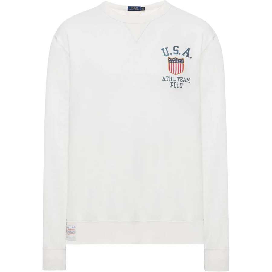 Polo Ralph Lauren Logo Polo Embroidery Letter Badge Pattern Crew Neck Pullover Long Sleeved Fleece Lined Sweatshirt