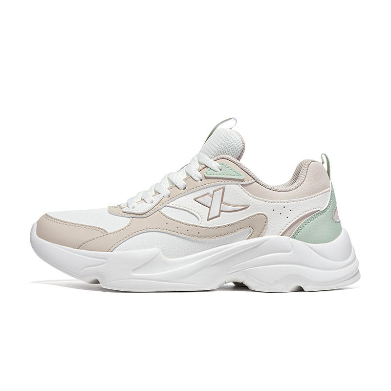XTEP Slip Resistant Abrasion Resistant Low top Casual Shoes Women's Sail White Leather Gray