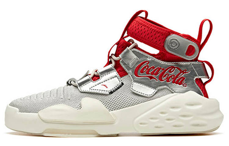 ANTA Coca Cola x Anta Cushioning Slip Resistant High top Sports Casual Shoes White Gray Red