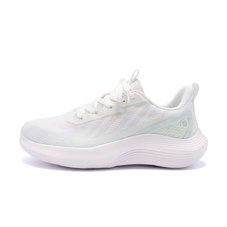 HUANQIU Height Increasing Abrasion Resistant Lightweight Slip Resistant Low top Casual Shoes Women's White Green