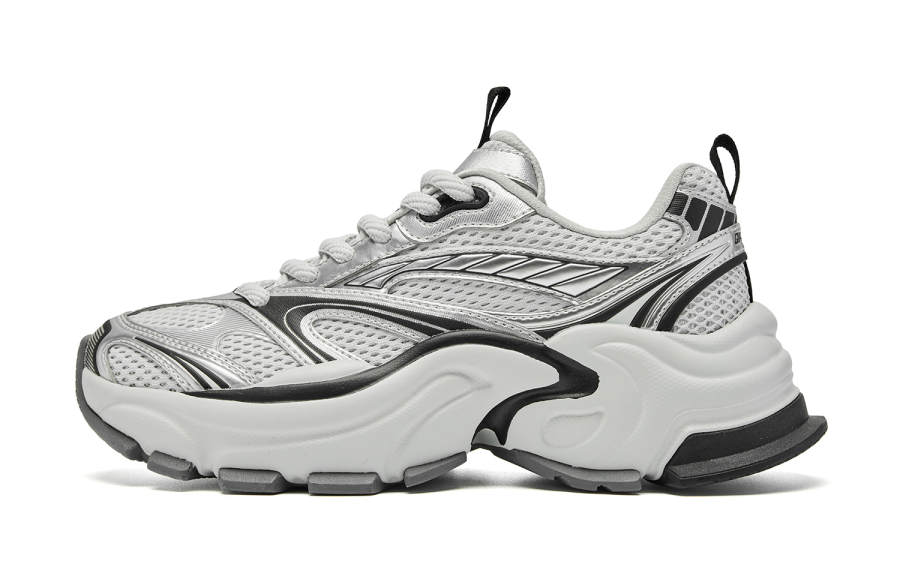 QIAODAN Xuanwu MIX Slip Resistant Abrasion Resistant Low top Casual Shoes Women's Geometric Gray Silver