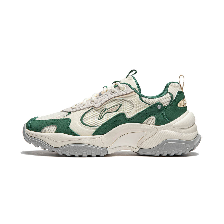 Li-Ning Li Ning Slip Resistant Abrasion Resistant Low top Casual Shoes Women's White Green