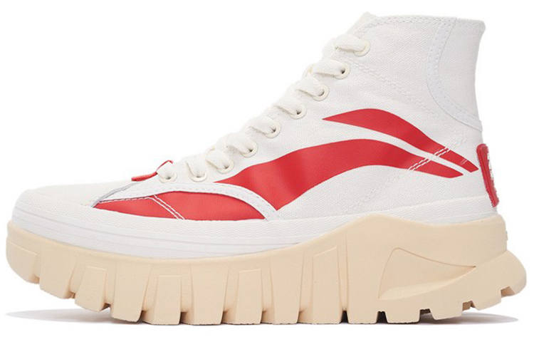 Li-Ning Li Ning Wave Textile, Leather Cushioning Slip Resistant Abrasion Resistant Height Increasing High top Casual Shoes