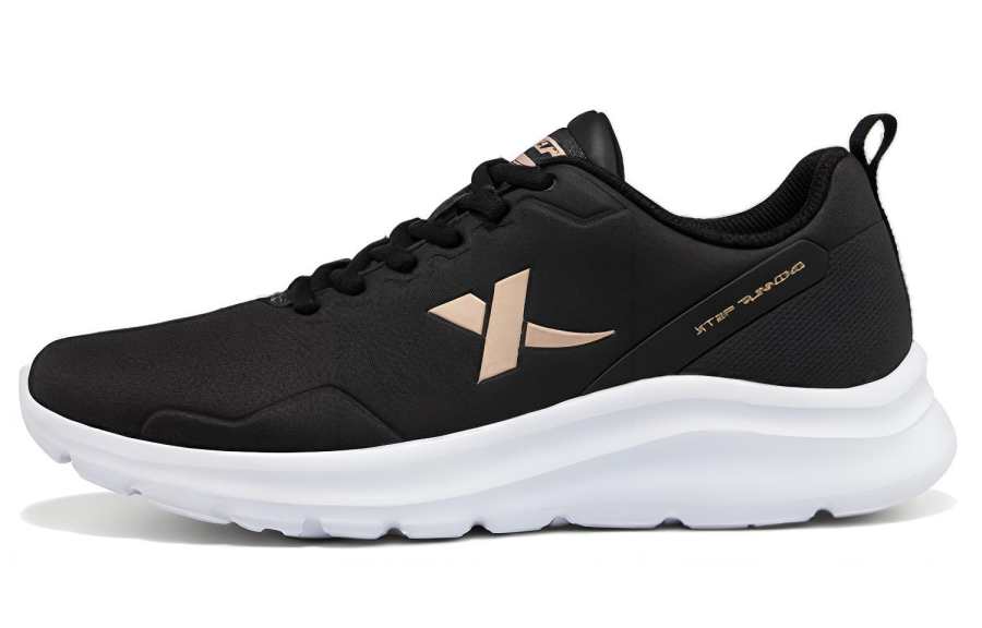 XTEP Cushioning Slip Resistant Abrasion Resistant Waterproof Lightweight Low top Casual Shoes Women's Black Gold