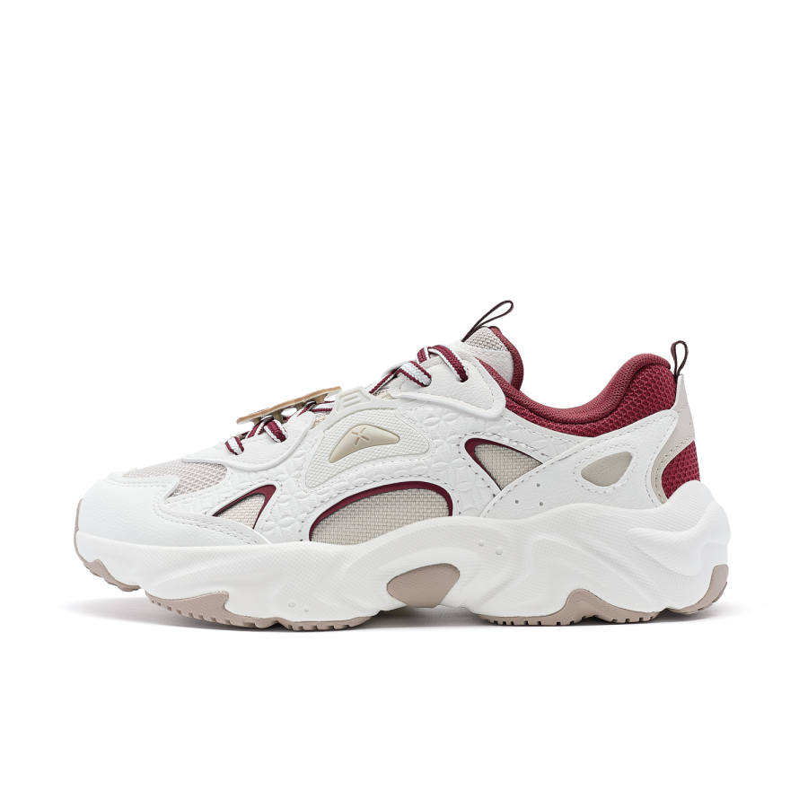 XTEP Comfortable Slip Resistant Slip Resistant Casual Shoes Women's Sail White/Leather Gray/Dark Red