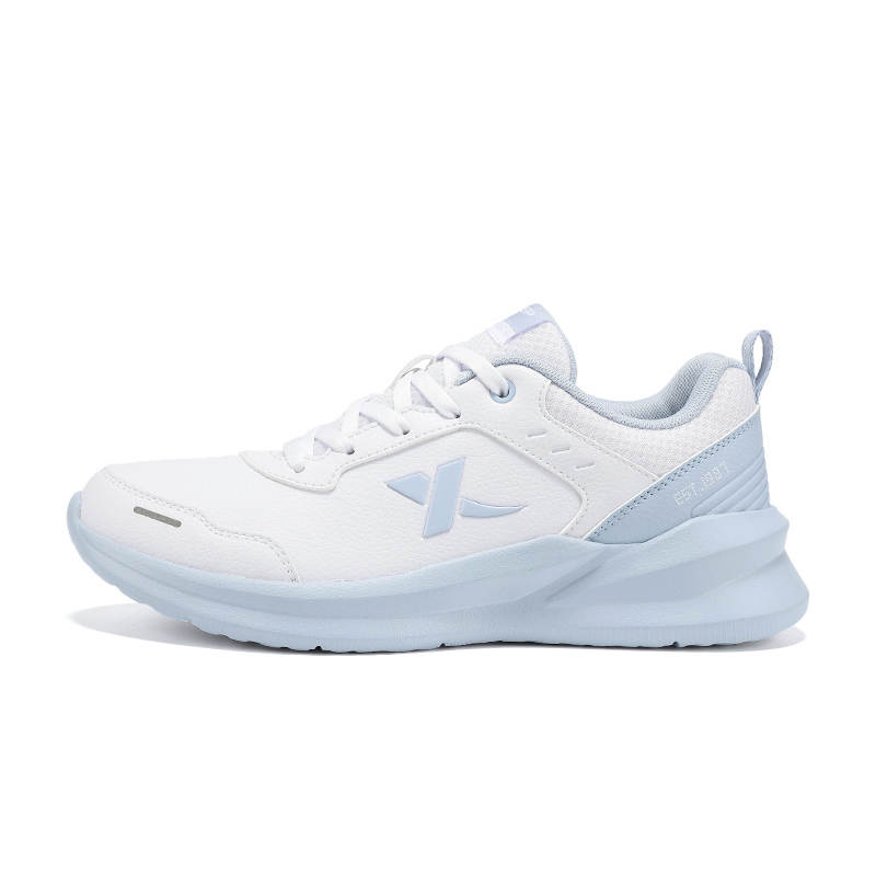 XTEP Synthetic Leather Cushioning, Wear Resistant Low top Casual Shoes Women's New White Dusk Dusty Blue