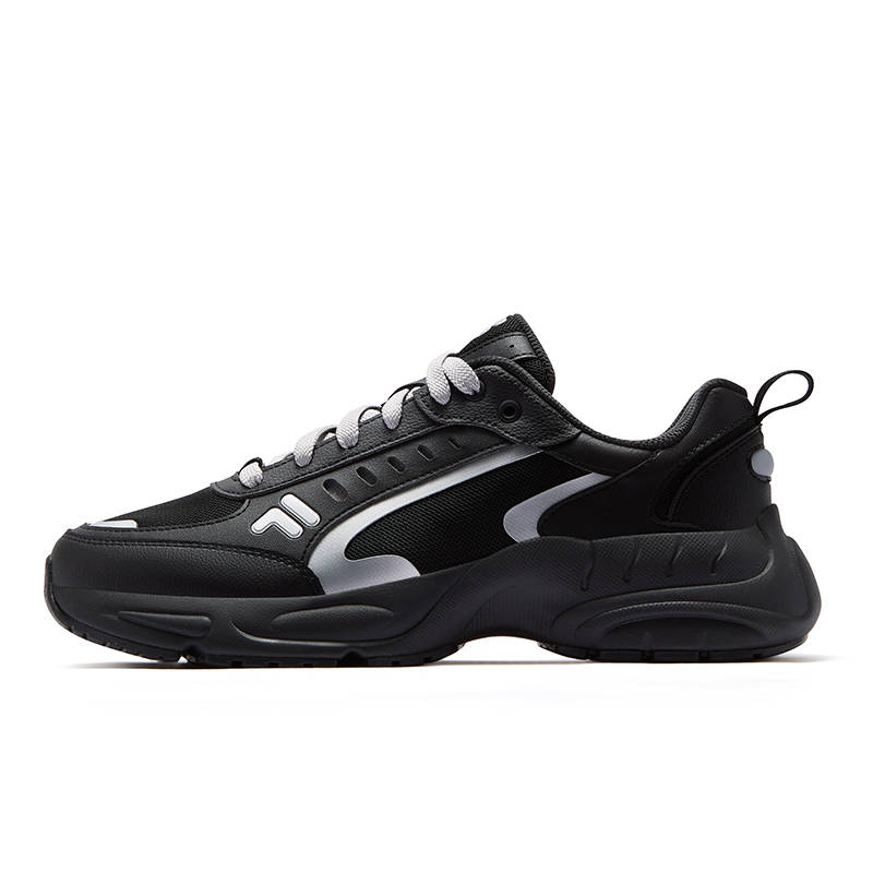 FILA FUSION RACEUP Breathable Low top Casual Shoes Men's Black Silver