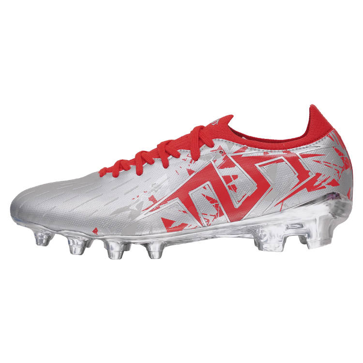 TLSS. FG Firm Ground Natural Grass Cushioning Slip Resistant Cushioning Slip Resistant Soccer Shoes Men's Silver Red
