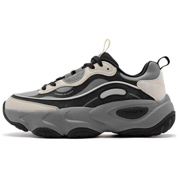 QIAODAN Synthetic Leather Wear resistant And Lightweight Low top Casual Shoes Women's Gray Black