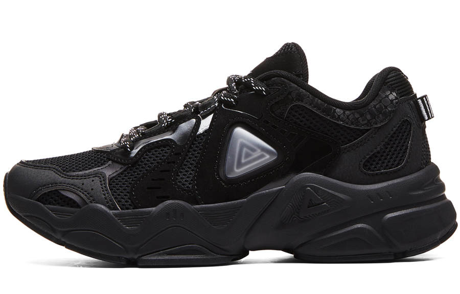 PEAK Taichi P2K Chunky Sneakers Cushioning Rebound Cushioning Rebound Low top Casual Shoes Women's All Black