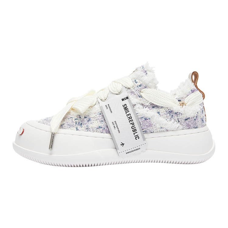 SMILEREPUBLIC Slip Resistant Abrasion Resistant Low top Casual Shoes Unisex White Purple