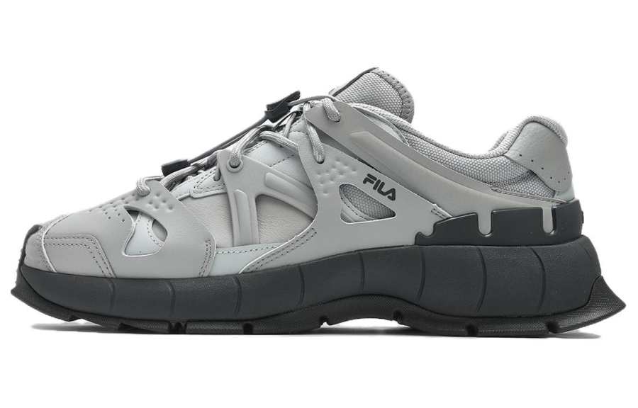 FILA INSETTO Textile, Synthetic Leather, Top Grain Cow Leather Low top Casual Shoes Men's Gray