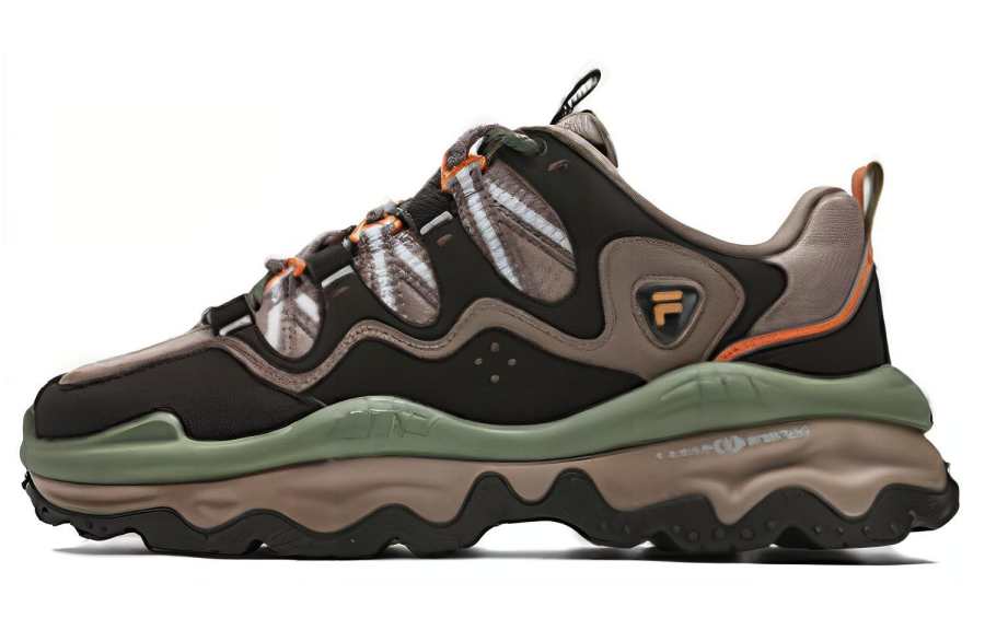 FILA FUSION QD 96 DX Textile, Synthetic Leather Abrasion Resistant Low top Casual Shoes Men's Brown Green
