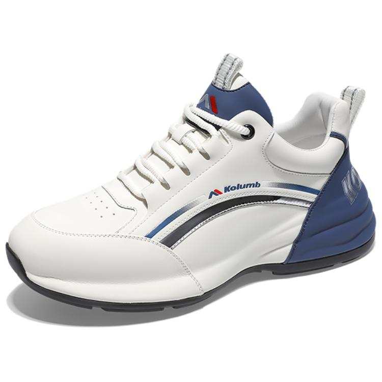 Kolumb Top Grain Cow Leather Mid top Casual Shoes Men's White Blue