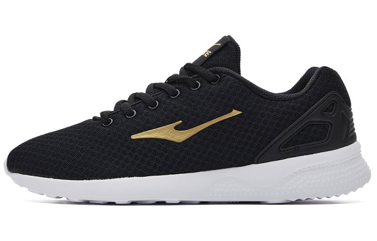 Erke Textile, Synthetic Leather Abrasion Resistant Breathable Low top Sports Casual Shoes Men's Black Gold