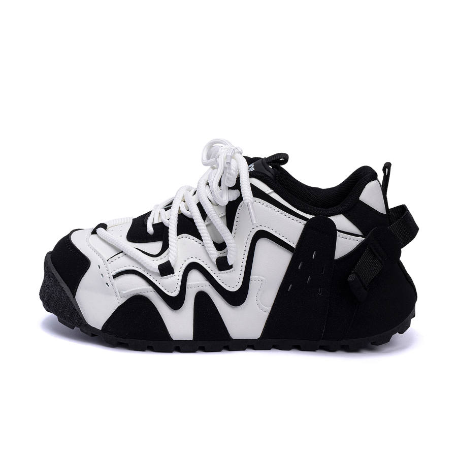 HUANQIU Synthetic Leather Breathable Height Increasing Low top Casual Shoes Men's Black White