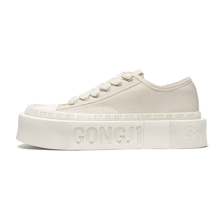 GONGJI Square Inch Of Ground Canvas Low top Casual Shoes Unisex White