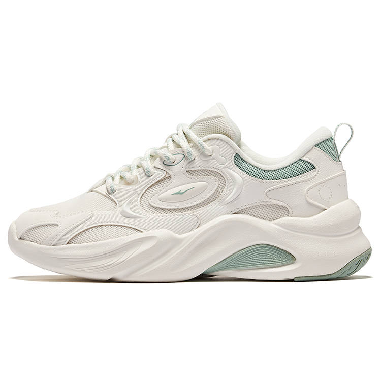 Erke Casual Shoes Women's Low Top Microcrystalline White Light Foam Green