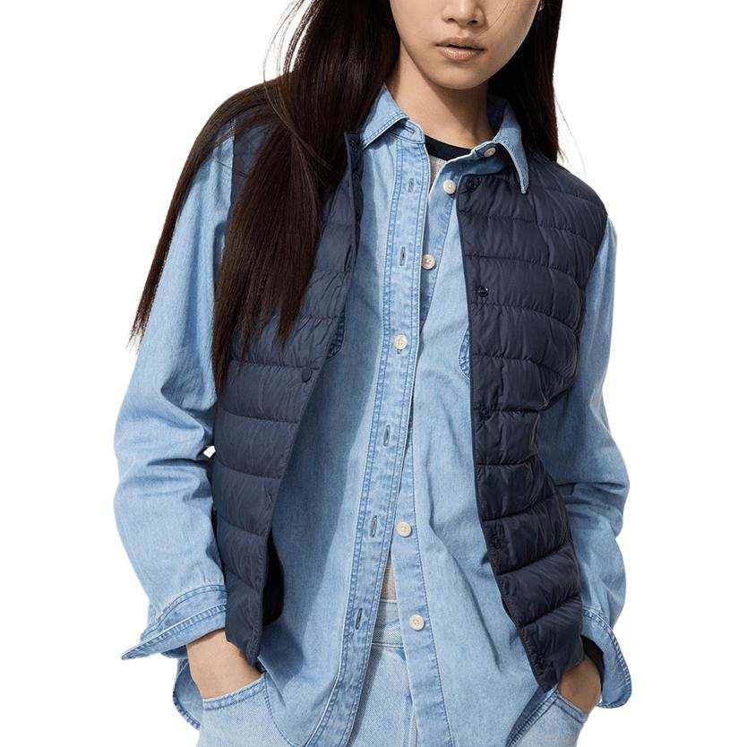 UNIQLO FW25 Down Vests Women's Navy Blue Crew Neck Moderate Other
