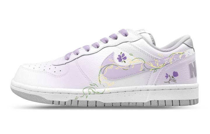 Nike Nike Big Leather Abrasion Resistant Breathable Low top Skateboard Shoes Men's White Purple