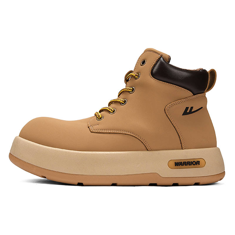 WARRIOR WARRIOR Big Head Cute Work Boots Synthetic Leather Short Combat Boots 3.5CM Men's