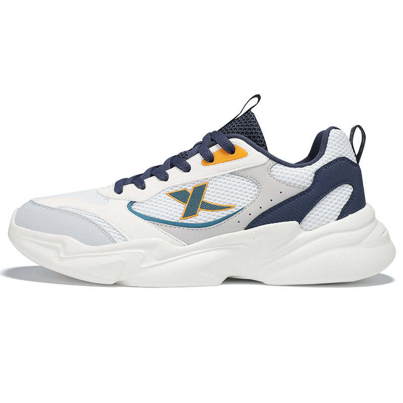 XTEP Cushioning Slip Resistant Breathable Low top Casual Shoes Men's Sail White Ink Teal Dove Gray