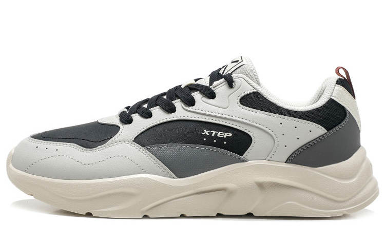XTEP Cushioning, Wear Resistant Low top Casual Shoes Men's Dove Gray Black Smoke Gray