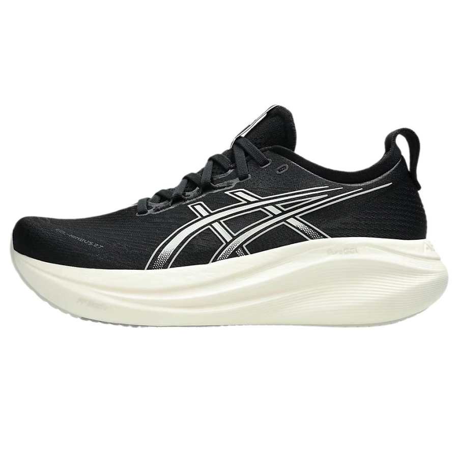 ASICS GEL Nimbus 27 Abrasion Resistant Low top Casual Shoes Men's Black White Wide Fit