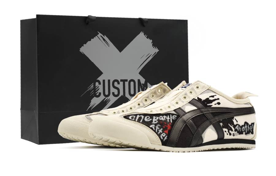 Onitsuka Tiger MEXICO 66 Battle Again, Shopping Bag, Ink Splatter Lightweight Low top Casual Shoes Unisex