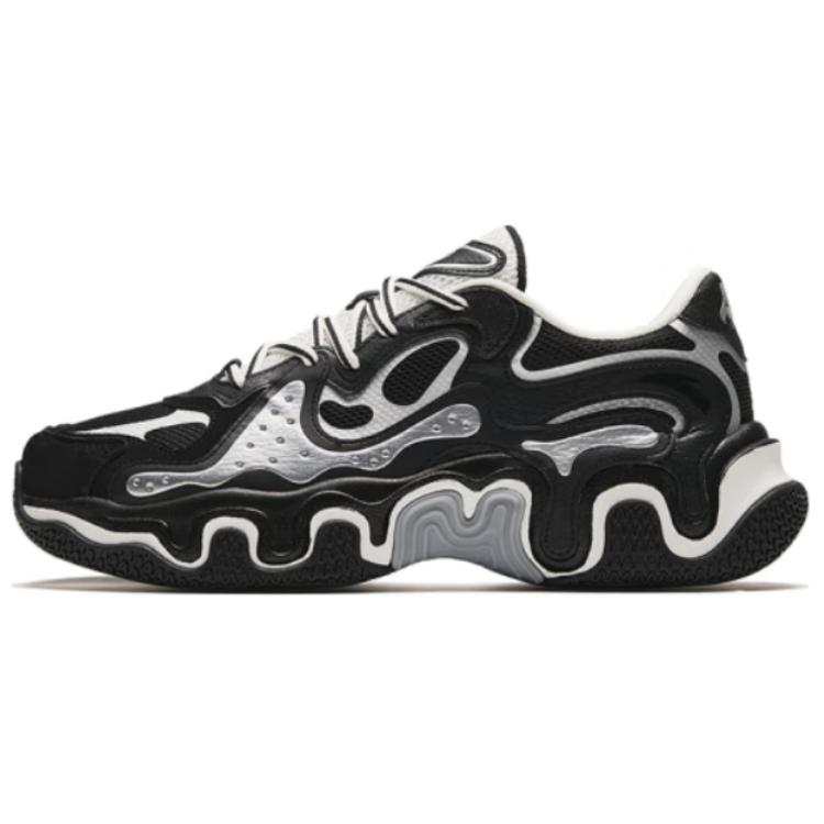 Anta Cushioning Slip Resistant Low top Casual Shoes Men's Black White Silver