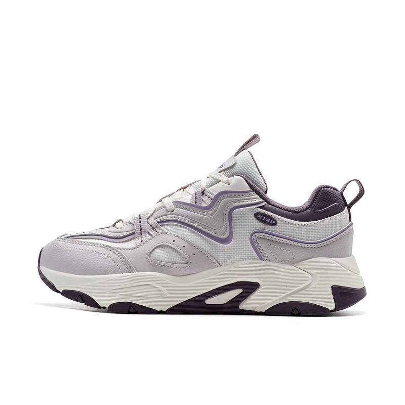 XTEP Red Cliffs 3.0 Slip Resistant Abrasion Resistant Low top Casual Shoes Women's Gray Purple