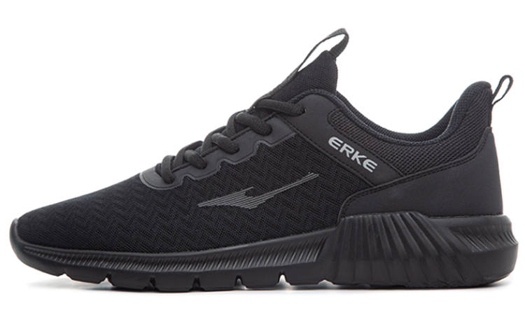 Erke Fabric Cushioning Slip Resistant Abrasion Resistant Low top Running Shoes Men's Black