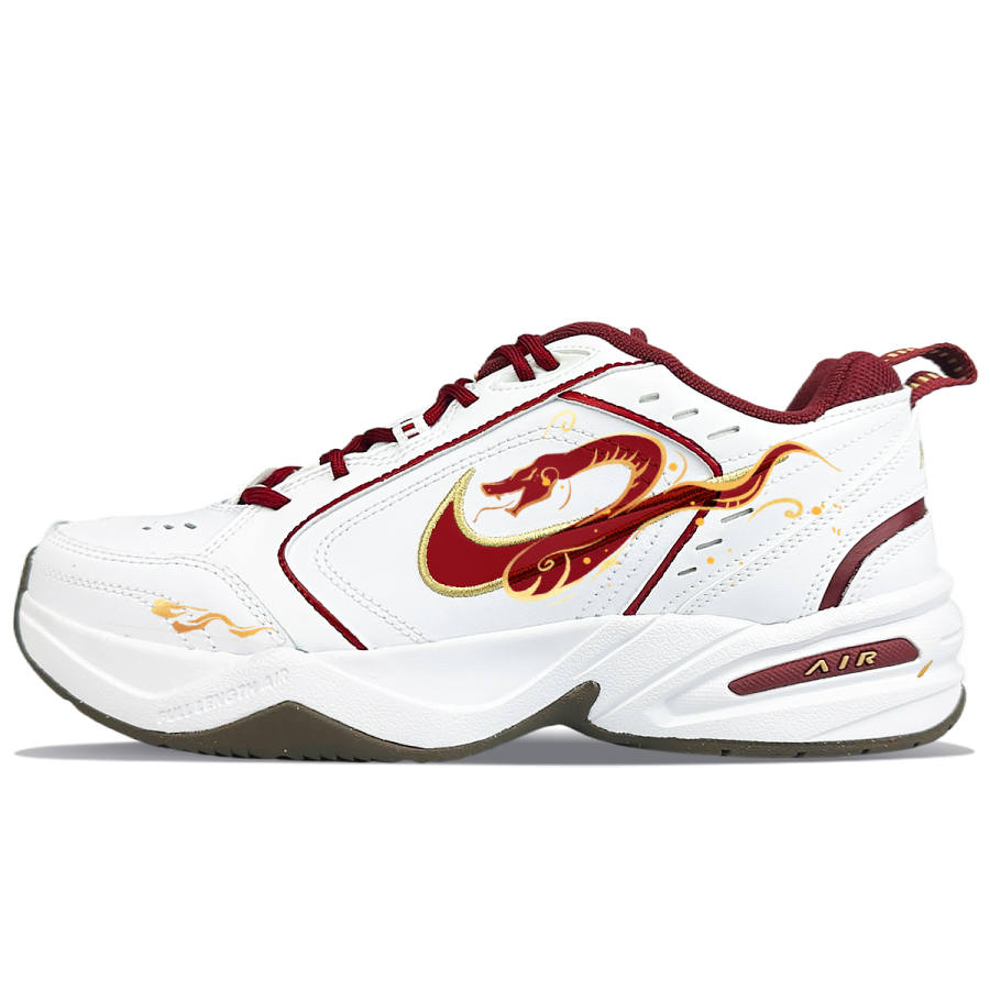 Nike Nike Air Monarch 4 CNY BNK Slip Resistant Abrasion Resistant Low top Casual Shoes Unisex Red White